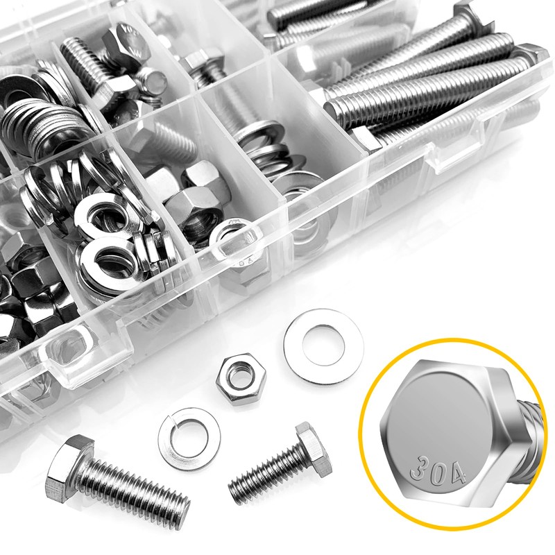 MYWISH 254 Pieces Hex Screws Assortment Kit, 1/4-20 5/16-18 3/8-16,