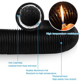 YIJUHOU 4 Inch 25FT Dryer Vent Hose, Non-Insulated Air Duct for Exhaust Fan Grow Tent, with 2 Clamps…