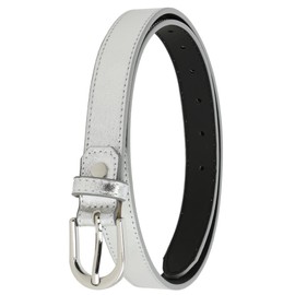 FASHIONGEN - LUNA Women's Italian Leather Belt, silver