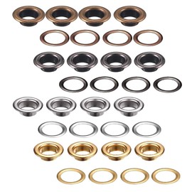 Gasea 100 Sets Grommet Tool Kit, Grommet Eyelets with 3pcs Setting Tools for Leather Fabric Canvas Belt Craft Making, 4 Colors, 2/5 Inch (10mm) Inside Diameter