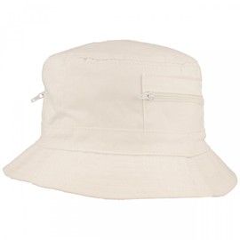 Breiter Bucket Hat | Bucket Hat | Sun Hat - Made of 100% Cotton - with 2 Integrated Pockets - Washable & Foldable, White