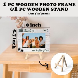 Ycyfckdr Beach Themed Photo Frame,The Beach Is Are Happy Place Picture Frame,Beach Photo Frame For Girlfriend Boyfriend, Birthday Gifts For Family Friends, Tabletop Picture Frame With Easel (A34)