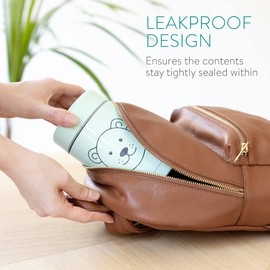 Navaris Kids Stainless Steel Food Flask - 500ml Vacuum Insulated Jar with Cute Bear Design - For Hot or Cold Food, Lunch, School, Soup - Mint Green