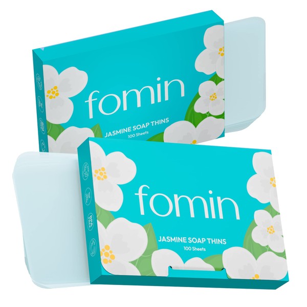 FOMIN - Antibacterial Paper Soap Sheets for Hand Washing - (200 Sheets) Jasmine Portable Travel Soap Sheets, Dissolvable Camping Mini Soap, Portable Soap Sheets
