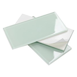 Adedeo Peel and Stick Glass Subway Tiles 3 x 6 Inch Glass Tiles for Backsplash, Kitchen Bathroom Backsplash Wall, Light Green Pack of 40 Pieces, 5sq.ft