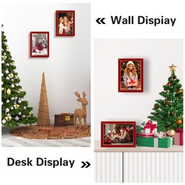 Frametory Enamel Picture Frame - 5x7 Gold Metal Edge Red Enamel Picture Frame With Easel and Velvet Back for Tabletop Display, Bookshelf, 5x7 Wall Decoration, Photo Frames-2 Set