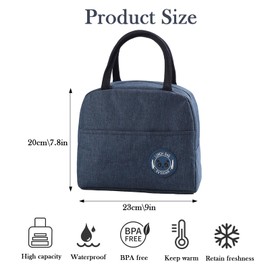 Eastrise Lunch Bag Tote Bag for Women,Wide Open Insulated Cooler Bag,Water-Resistant Thermal Leak-Proof Lunch Organizer for Work,School,Picnic(Blue)