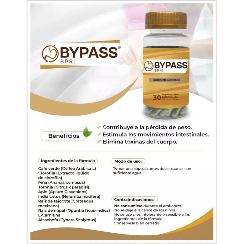 Bypass Bpri 30 Cap Inhibidor De Apetito 100 Natural Sin