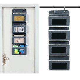 Over the Door Storage Pocket, Wall Pocket, Wall Pocket, 4 Tiers, Large Capacity, Clear Window, Hanging Storage Pocket, Durable, Non-woven Fabric, Storage for Small Items, Towels, Toys, Magazines,