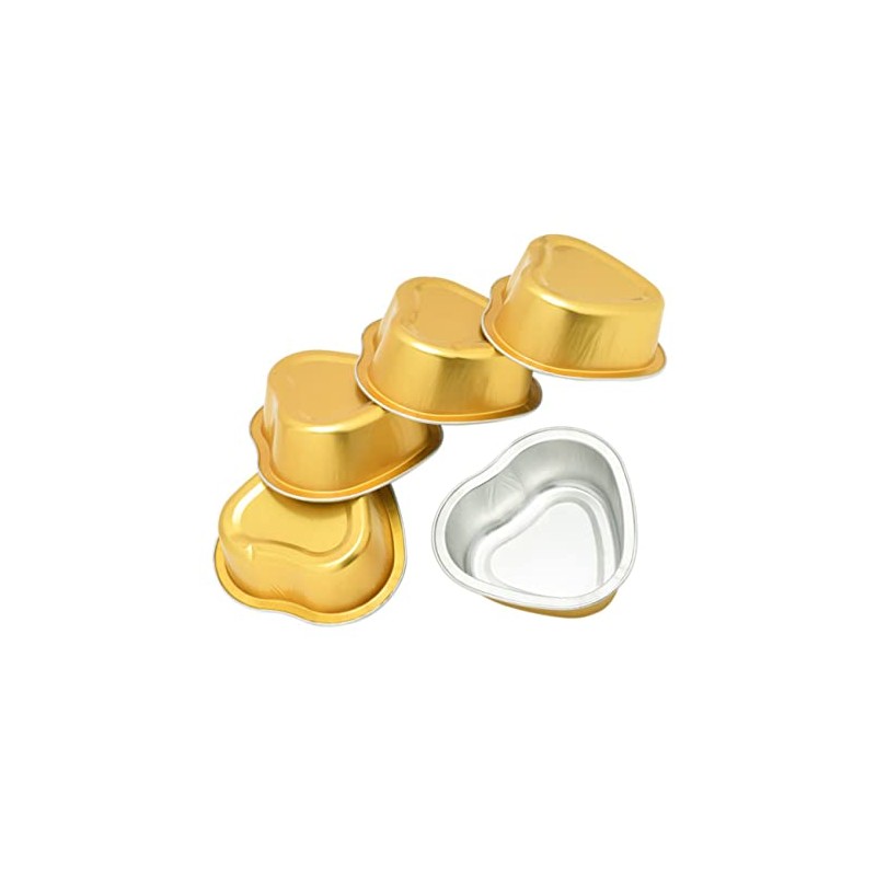 Cuenco para Cera Derretida Corazón Dorado Metal, 5 Piezas Depilación