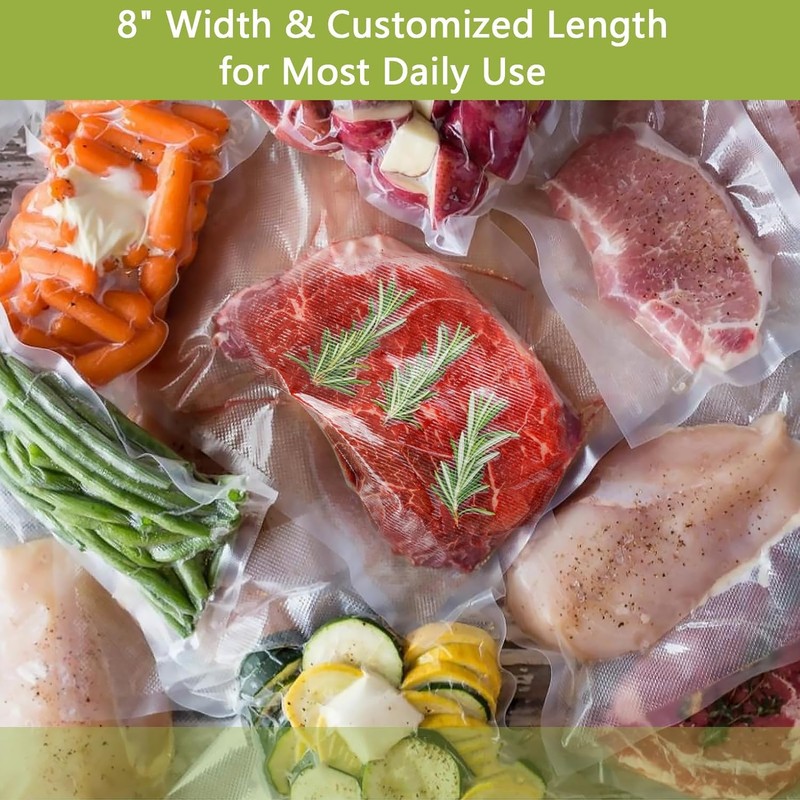 Potane 8 Pack 8"x20'(8Rolls) Thickened Vacuum Sealer Bags For Food,
