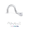 Titanium Lbend Nose Ring 3mm Round Stone Clear 20G