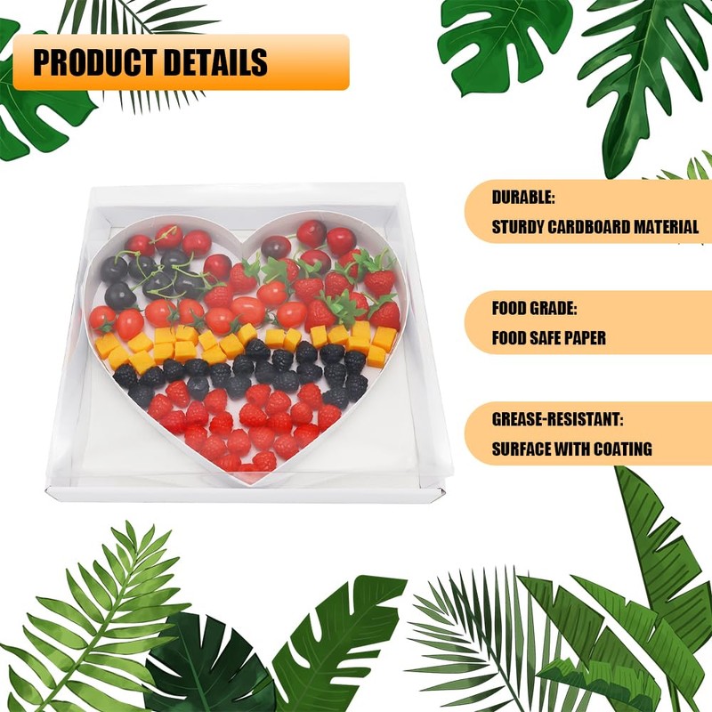 12" Fillable Cardboard Heart Shaped Charcuterie Gift Cupcake Box With