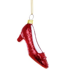 Cody Foster & Co Sparkling Ruby Red Slipper Ornament, Glitter Finish, 4 Inches