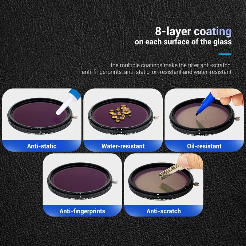 JJC 67mm Variable ND Neutral Density Filter + CPL Circular