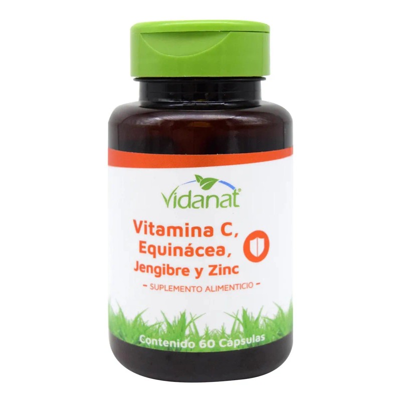 Vitamina C Equincea Jengibre Y Zinc Vidanat 60 Cpsulas Sin
