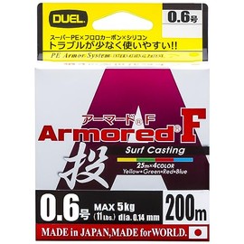 Duel H4129 PE Line, No. 0.6, Armored F, Throw, 656.2 ft (200 m), No. 0.6, 25.4 ft (25 m), 4 Color Throwing