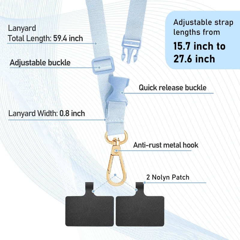 UKON Crossbody Phone Lanyard Strap with Patch Detachable and Adjustable