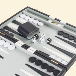 Sun Flair Backgammon Set - 11 Inch Backgammon Sets for Adults, Classic Travel Backgammon Board Game with Premium Leather Case, Best Strategy and Tip Guide Enclosed (Black, Small)