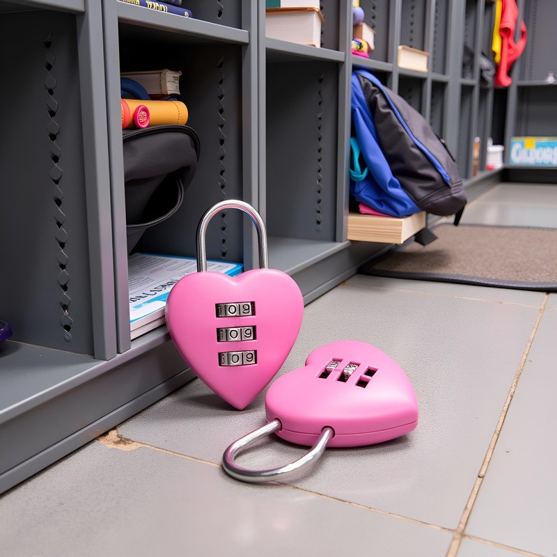 2 PCS Pink Love Heart Shape Combination Padlock for Girls