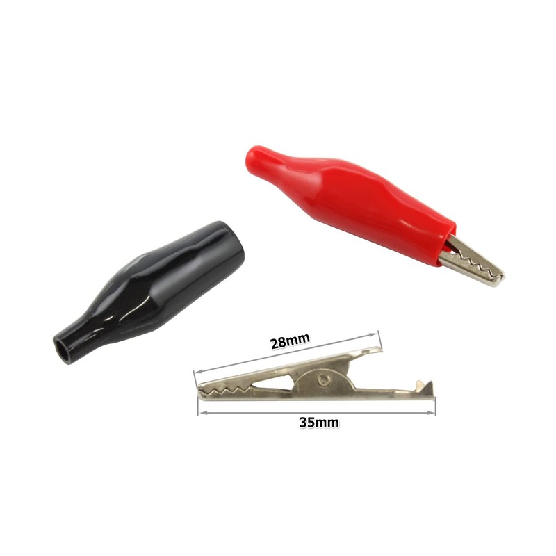 Alligator Clip [28mm x 35mm] (Red/Black) Set of 10 -