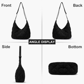DKIIL NOIYB Nylon Shoulder Bag Crescent Bag for Women Puffer Tote Bag with Zipper Large Capacity Nylon Bag Puffer Bag Hobo Shoulder Quilted Crossbody Bags Purse