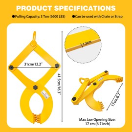 kuailebuy Pallet Puller,3T/6600 LBS Capacity Pallet Jack Puller,Heavy Duty Single Scissor Clamp for Forklift Chain,Pulling Pallets,6.7 Inch Jaw Opening