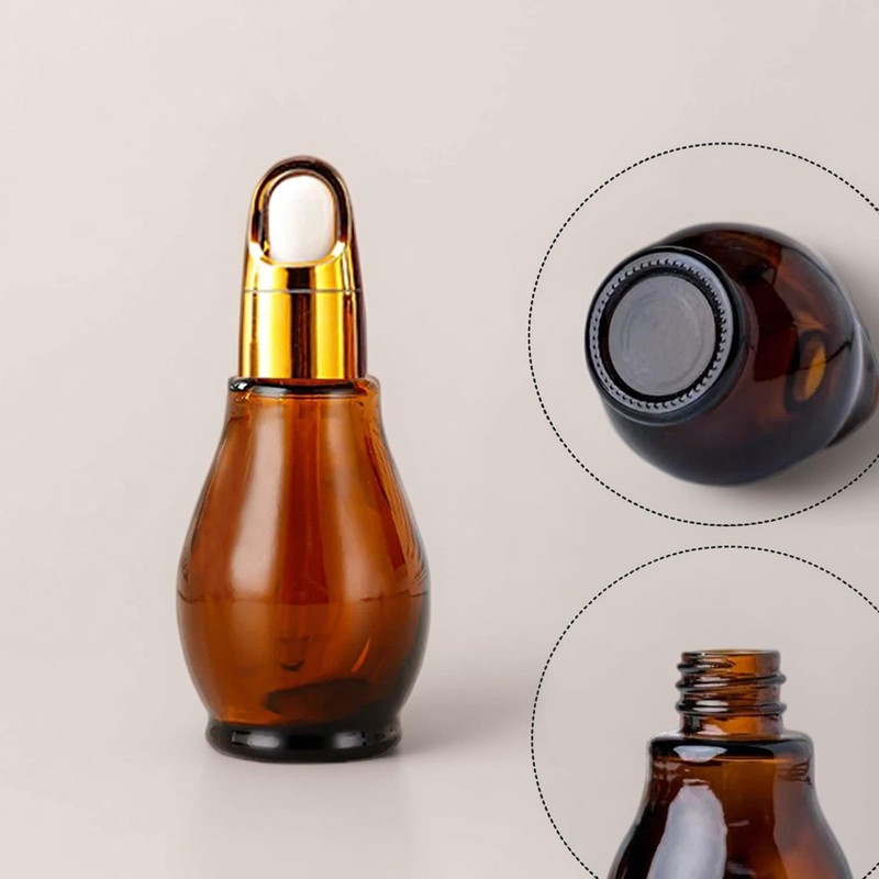 8 Pack 1oz Glass Dropper Bottles 30ml Amber Gourd Shaped