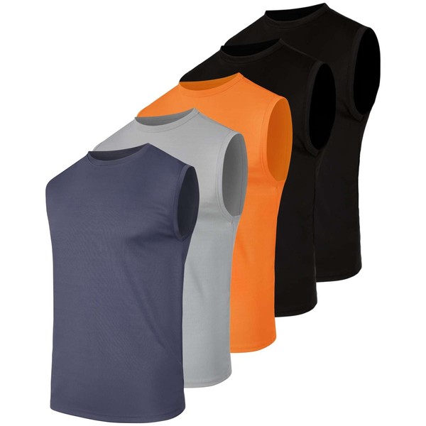 Real Essentials 5 Pack: Men's Mesh Active Athletic Tech Tank