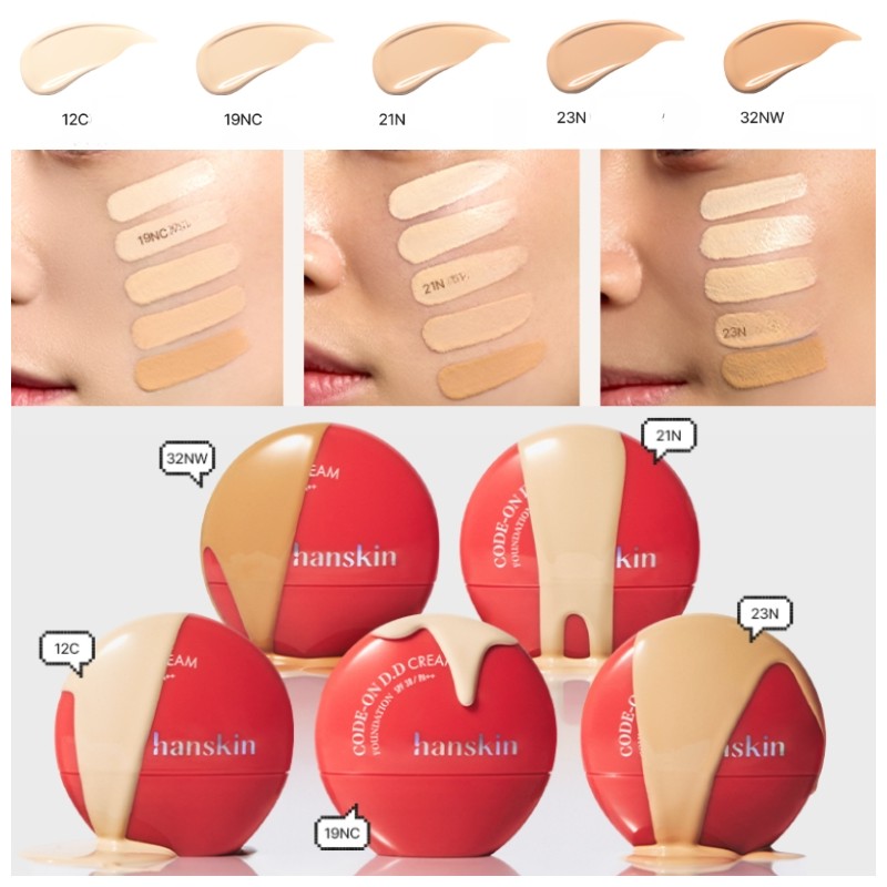 HANSKIN Code-On D.D Cream SPF38 PA++ 35ml, Shade:32NW Deep Beige