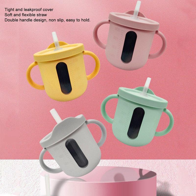 Silicone Sippy Cups Double Handles Lightweight Toddler Training Cup with