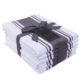 AMOUR INFINI Kitchen Towels 100% Cotton Pack of 6, Highly Absorbent Quick Drying Super Soft Premium Dish Towel for Kitchen with Hanging Loop Hand & Tea Towels - 20x28 Inch (Light Gray)