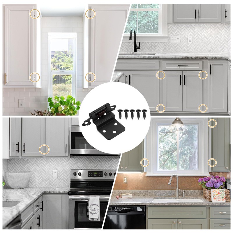 sourcing map 2 Pack Self Closing Cabinet Hinges, 3/8" Overlay