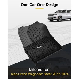 3W Floor Mats Fit for Jeep Grand Wagoneer/Grand Wagoneer L 2022 2023 2024 2025 8 seat (Not Fit for 7 seat), All Weather TPE Floor Liner for 1-3 Rows Full Set Car Mats Black