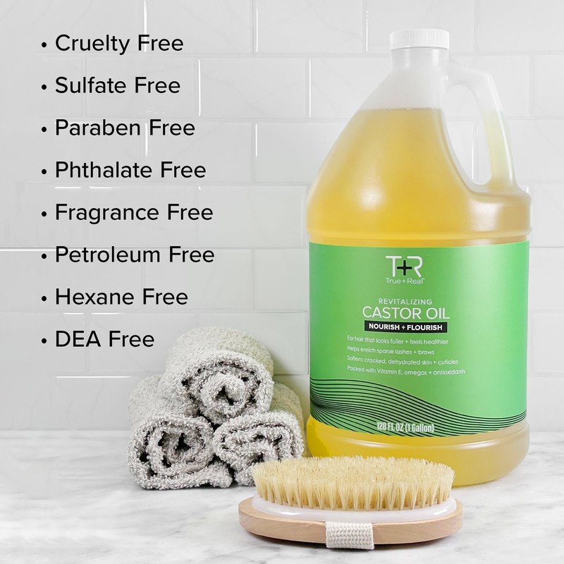 True+Real 100% Pure Castor Oil – Cold-pressed, Hexane Free, Unrefined,