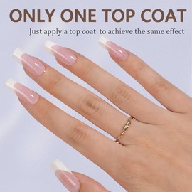 Misssix Puntas de Uñas de Gel Francés, 240 Piezas, Punta Francesa, Prensa En Uñas Largas, Cuadradas, Rosa, No Es Necesario Limar Puntas Predurables, U