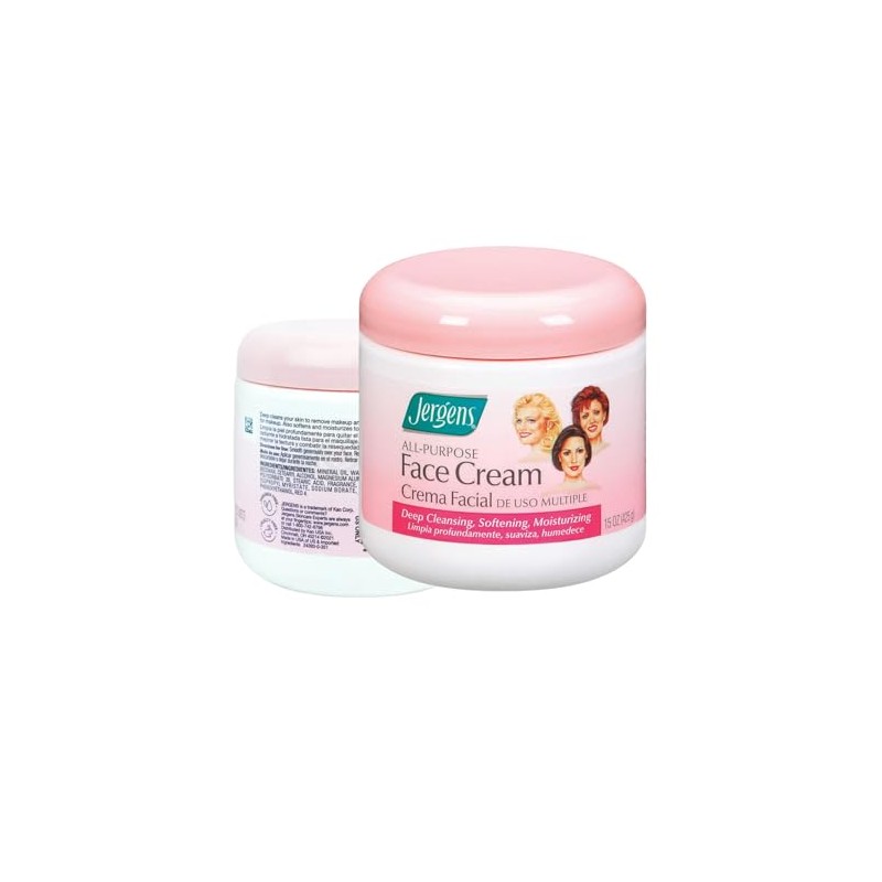 Jergens Crema Facial Multiuso Limpia Quita Maquillaje Suaviza Hidrata 150z