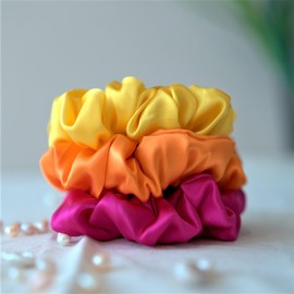 100% Silk Scrunchies, Hair Bobbles, Strong Hold for Girls and Women, Scrunchies, Velvet, Plain Elastic Thick Bands, Soft Ropes, Ponytail Holder, Women Hair Accessories