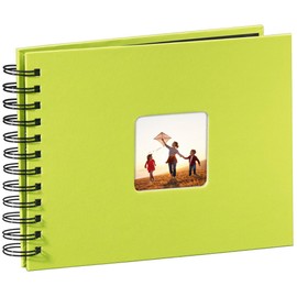 Hama Fine Art photo album, 50 black pages (25 sheets), spiral bound album 24 x 17 cm, with cut-out window, kiwi green