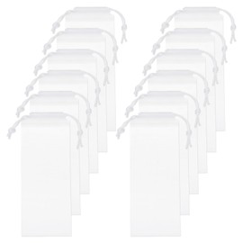 HARFINGTON 12pcs Umbrella Bags 16.5" x 4.7" Waterproof Folding Portable Storage Bag Reusable Wet Umbrella Sleeves with Thin Drawstring for Outdoor Carry Travel Home Storage, White
