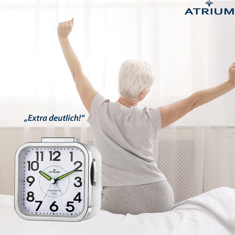 Atrium Seniorenwecker extra deutlich Analog Quarz ohne Ticken große Zahlen