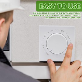 Thermostat Mechanical Electric Underfloor Heating Thermostats 16A 95-240V Temperature Controller with Built-in Sensor Probe Knob 0-35℃ White