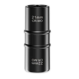 XEWEA 1/2 Inch Drive 21mm x 22mm Thin Wall Impact Flip Socket, Lug Nut Impact Socket Set Double Ended Thin Wall Nut Sockets CR-MO Twist Removal Tool for Stripped Rusted Bolts