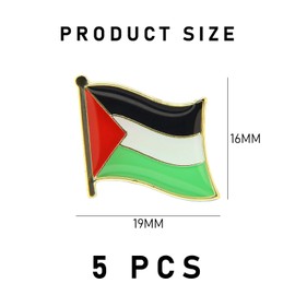 Pack of 5 Palestinian Flag Badges, Flag Pins, Brooches, Medals, Lapel Pins, Bracelets, Suitable for Hats, Collars and Clothing, NO