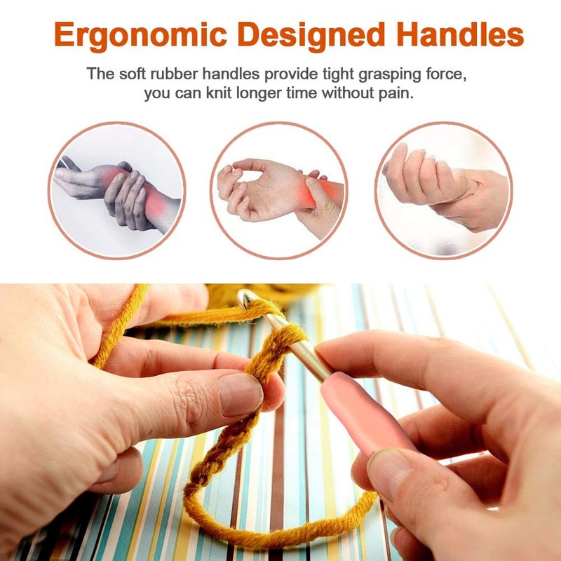 Crochet Hook Set of 14 Colourful Ergonomic Soft Rubber Comfort