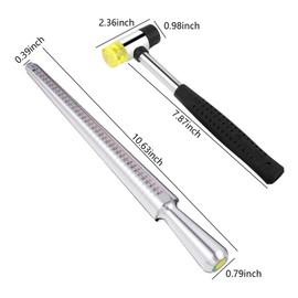 Firtink 3 in 1 Metal Ring Mandrel Ring Sizer Ring Gauge Set with Jewelers Rubber Hammer Mallet Finger Sizing Tools Rings Size Measurements UK Sizes A-Z Steel Jewellery Making Repair Tool