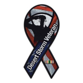 Magnetic Bumper Sticker - Desert Storm War Veteran - Ribbon Shaped Support, Pride Magnet - 3.75" x 8"