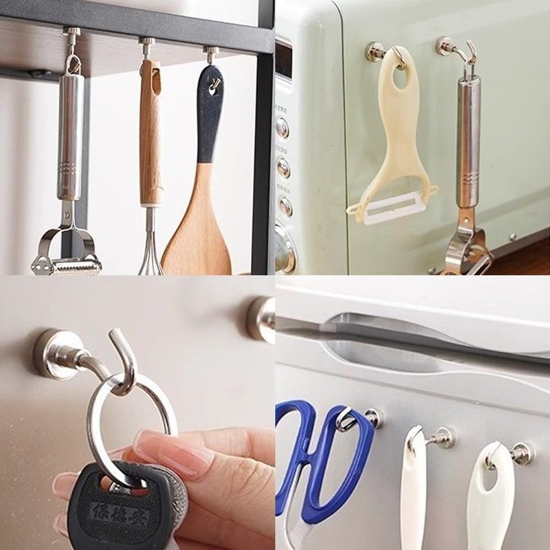 RUILILANG 6 Pack Strong Magnet Hooks, Heavy Duty Strong Magnetic