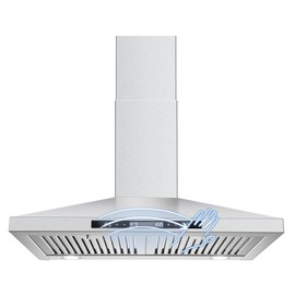 SNDOAS Wall Mount Range Hood 30 inch with Touch and Gesture Sensing Control,Chimney-Style Stainless Steel Range Hood,Vent Hood 30 inch Ducted/Ductless Convertible Kitchen Hood,Baffle Filters