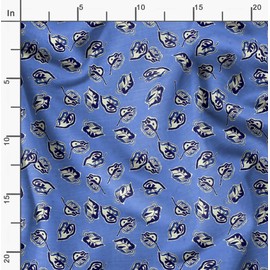 Soimoi Leaves Print - Blue, Canvas Fabric Material - 56 Inch Wide, 1 Meter, Unstitched Fabric For Upholstery, Bags, Workwear And Outdoor Gear.